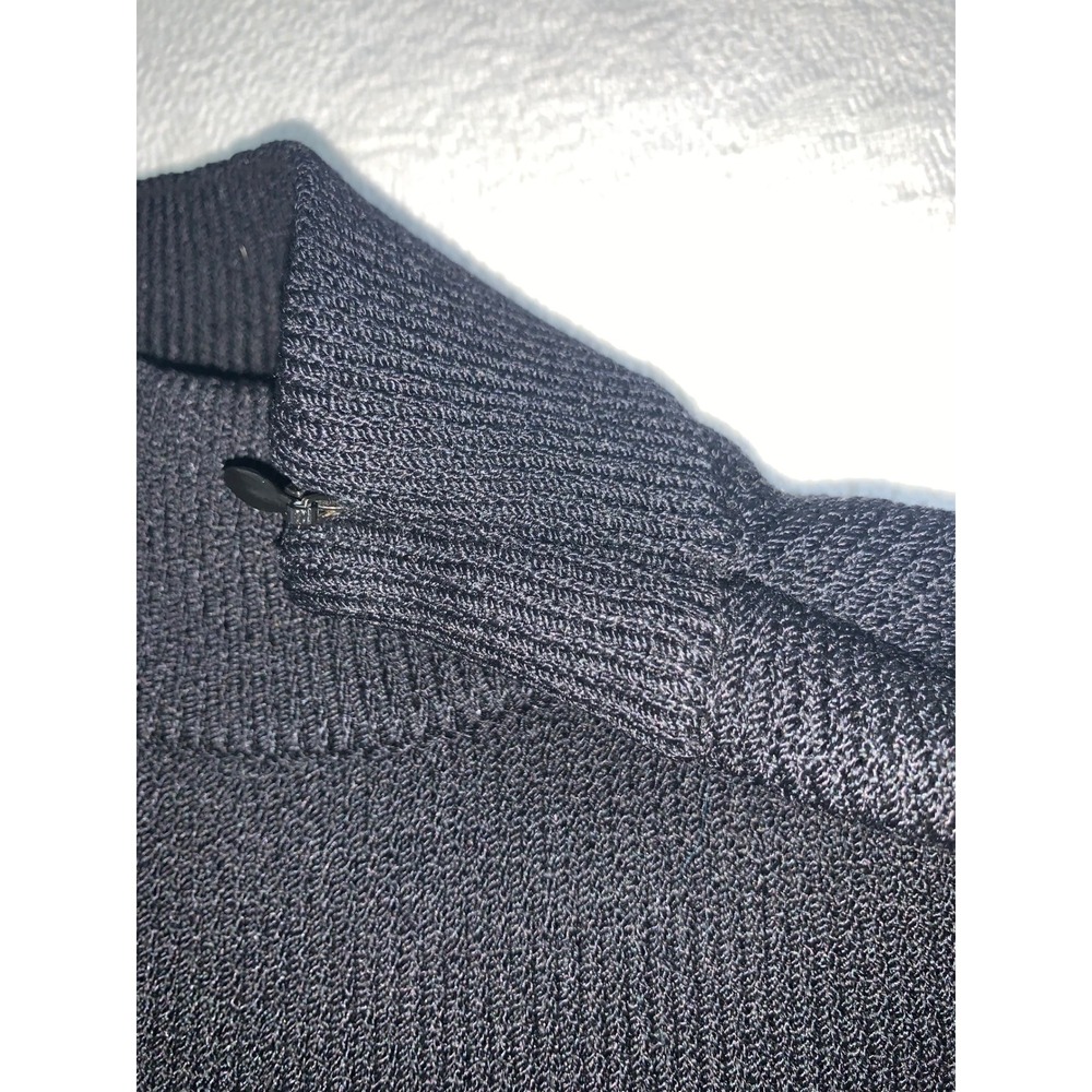 St John Collection Marie Gray Black Fringe Mock Neck Knit Sweater Small - Picture 3 of 9